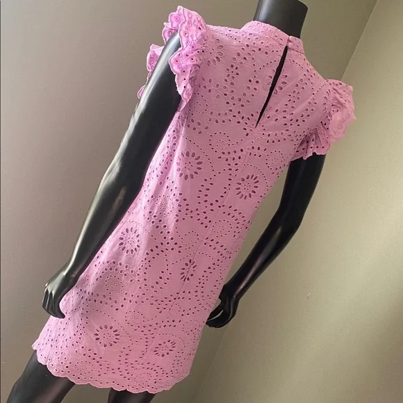 TCEC Lavender Pink Hue Eyelet Dress with Ruffled Sleeves - Picture 7 of 14